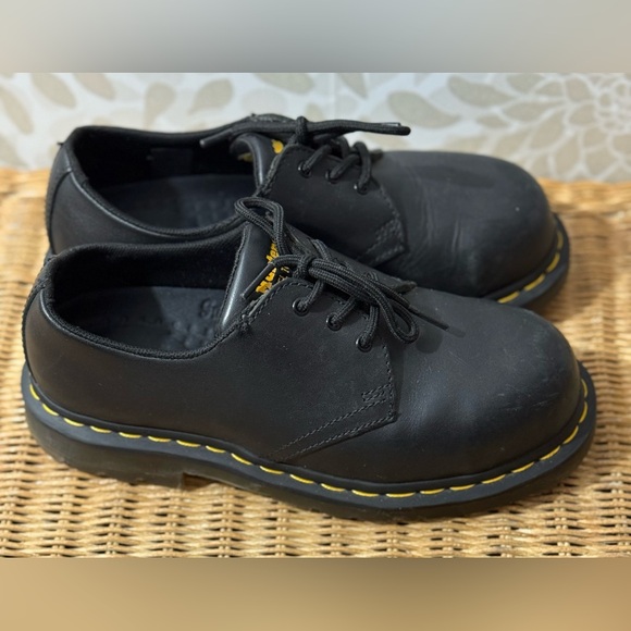 Dr Martens 1461 Women’s 7 Black Leather Slip Resistant Steel Toe Oxford Shoes - Picture 1 of 11